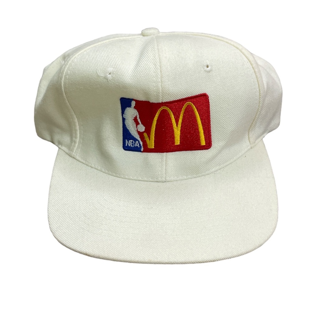 McDonald’s NBA SnapBack Hat Cap Collab White Flat Brim
